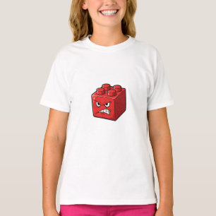 Angry Red Toy Brick Kids T-Shirt