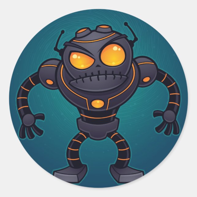 Angry Robot Classic Round Sticker (Front)