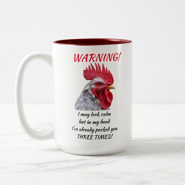Angry Rooster  Two-Tone Coffee Mug (Left)