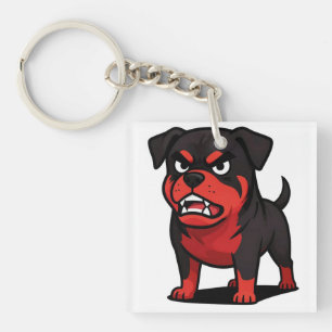 Angry Rottweiler Cartoon Dog lover gift Keychain