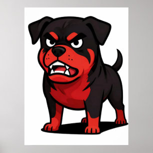 Angry Rottweiler Cartoon Dog lover gift Poster