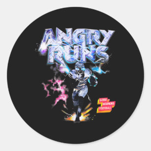 Angry Runs Good Morning Football Sport Lover Vinta Classic Round Sticker
