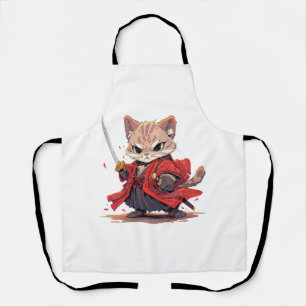 Angry Samurai style Cat Hero Apron