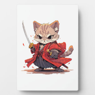Angry Samurai style Cat Hero Plaque