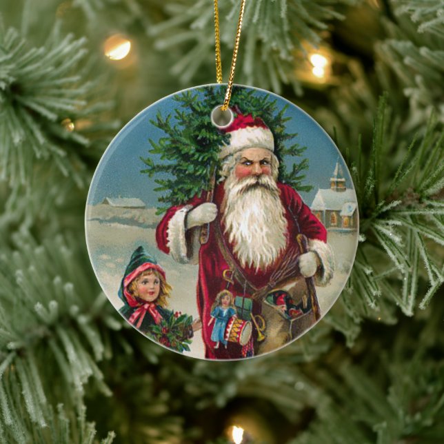 Angry Santa Ceramic Christmas Ornament (Tree)