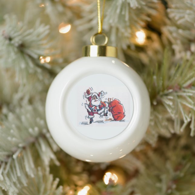 Angry Santa Christmas ball Ceramic Ball Christmas Ornament (Tree)