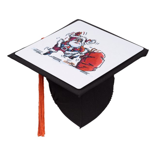 Angry Santa graduation cap (Angled)