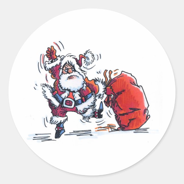 Angry Santa large round stickers (Front)