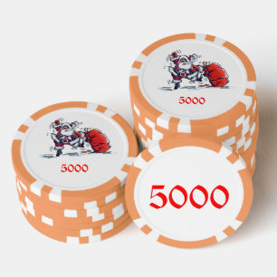 Angry Santa orange 5000 striped poker chip