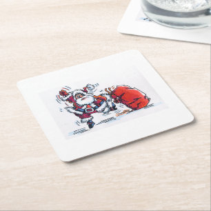 Angry Santa paper coasters
