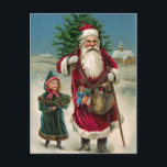 Angry Santa Postcard<br><div class="desc">Creepy Santa Postcard. I'm not sure what the little girl did,  but it appears to have really pissed off Santa.  Custom restored vintage image.</div>
