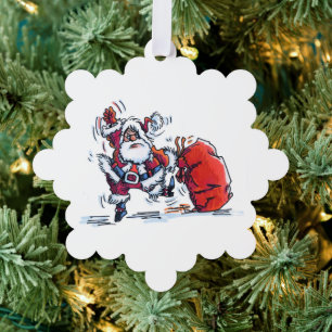 Angry Santa snowflake paper ornament Card