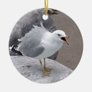Angry Seagull Ceramic Ornament