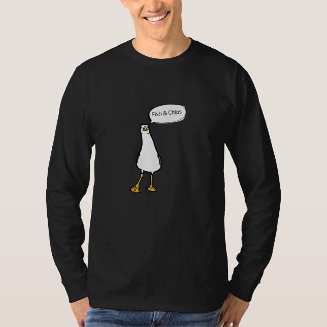 Angry Seagull Fish & Chips Cheeky Bird   T-Shirt (Front)