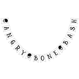 Angry Skeleton Bone Bash Halloween Bunting Flags