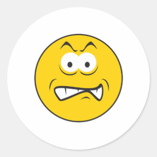 Angry Snarling Face Classic Round Sticker