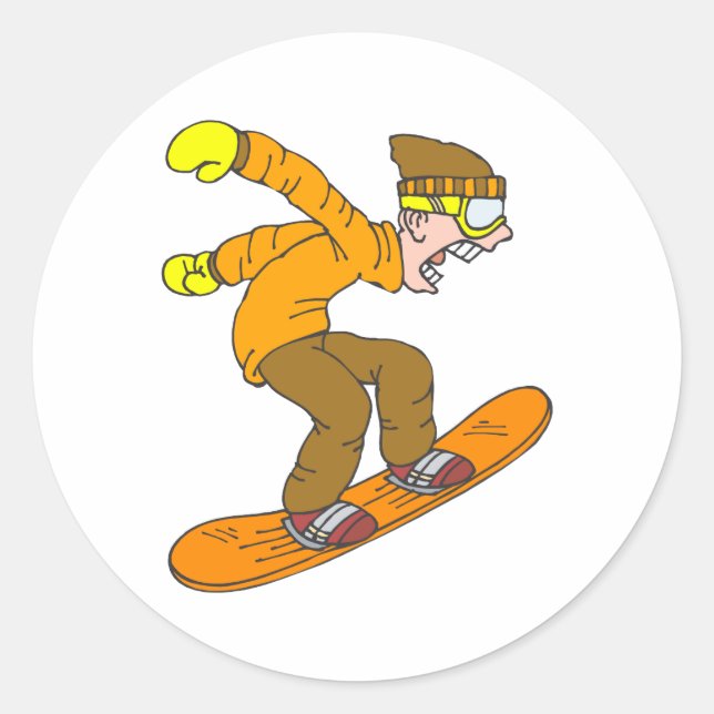 Angry Snowboarder Classic Round Sticker (Front)