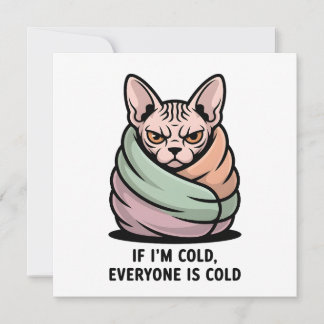 Angry Sphynx Cat Cold Humor Cartoon Art Holiday Card