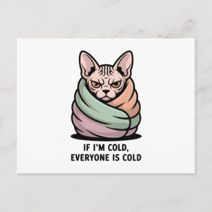 Angry Sphynx Cat Cold Humor Cartoon Art Postcard