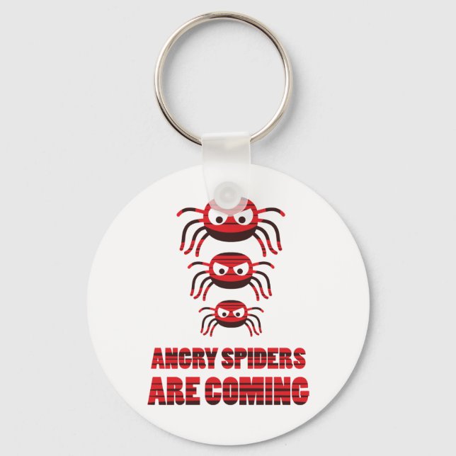 Angry spiders are coming T-Shirt Keychain (Front)