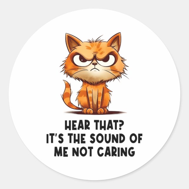 Angry Stressed Cat Funny Stress Meme For Cat Lover Classic Round Sticker (Front)