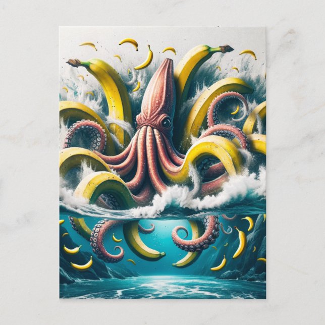 Angry Surreal Banana Octopus Postcard (Front)
