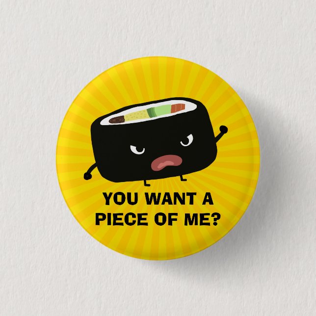Angry Sushi 1 Inch Round Button (Front)