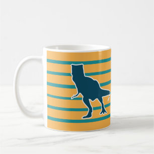 Angry T-rex dinosaur yellow and blue Coffee Mug