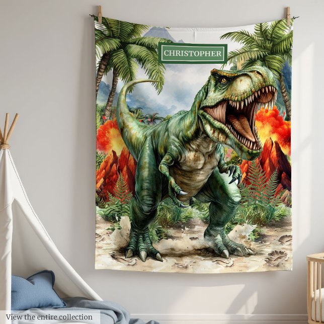 Angry T-Rex Personalized Blanket Birthday Gift Boy (Angry T-Rex Personalized Blanket Birthday Gift Boy)