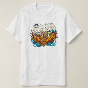 Angry Takoyaki Monster Japanese Street Food Art T-Shirt