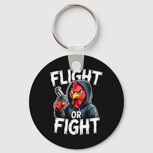 Angry Thug Chicken Flight Or Fight Response Funny  Keychain (Front)