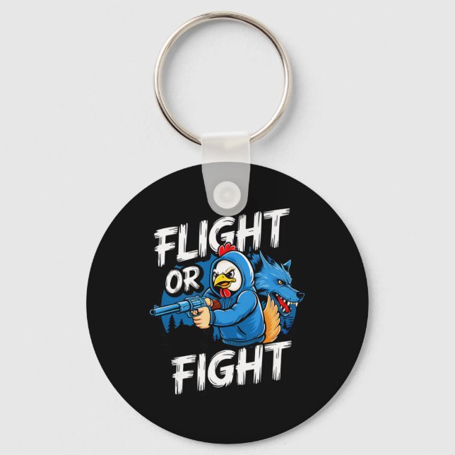 Angry Thug Chicken Flight Or Fight Response Funny  Keychain (Front)