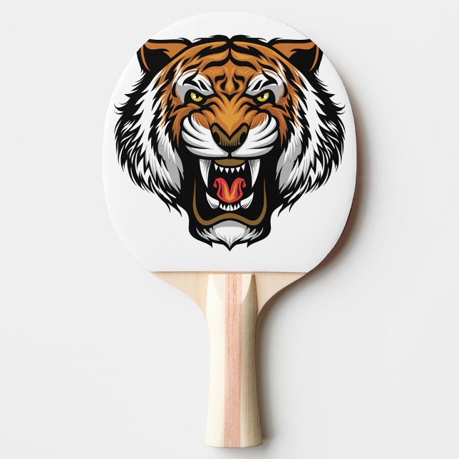 Angry Tiger Ping Pong Paddle (A tiger head design on the paddle!)