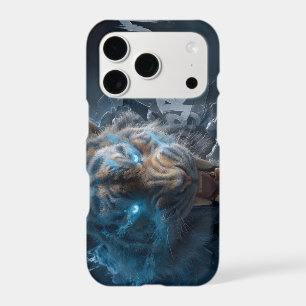 Angry Tiger with Glowing Blue Eyes Breaking Out