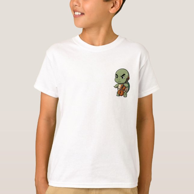 Angry Turtle Cellist Kids T-Shirt (Front)
