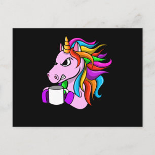 Angry Unicorn With Coffee Postcard
