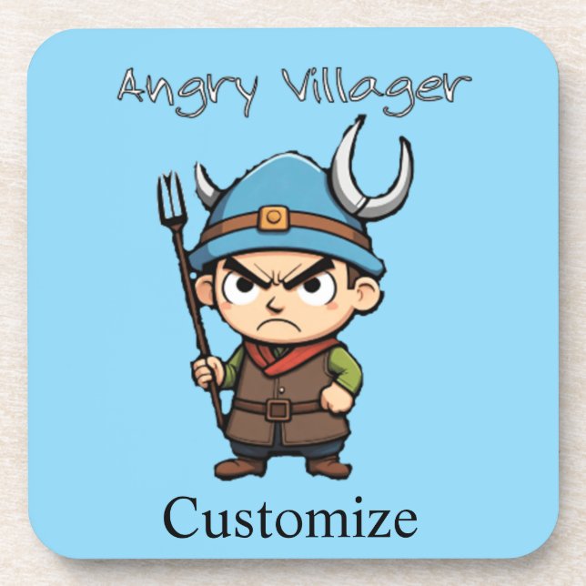 Angry Villager Pitchfork Thunder_Cove Coaster (Front)