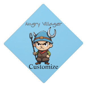Angry Villager Pitchfork Thunder_Cove Graduation Cap Topper