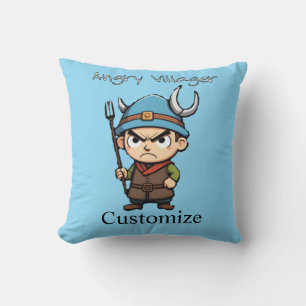Angry Villager Pitchfork Thunder_Cove Throw Pillow