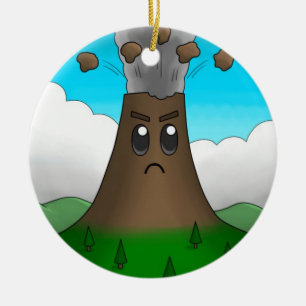 Angry Volcano Ceramic Ornament