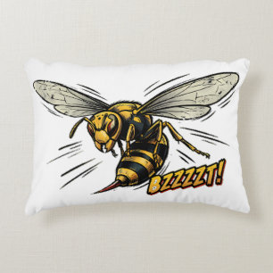 Angry Wasp BZZZT Comic Book Art Accent Pillow