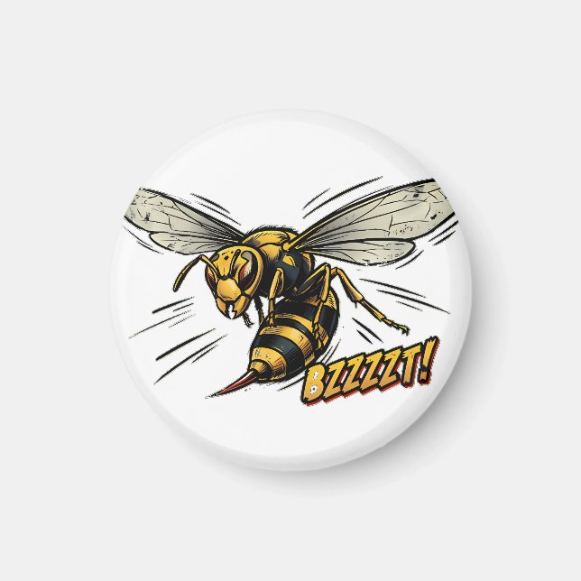 Angry Wasp BZZZT Comic Book Art Magnet (Front)