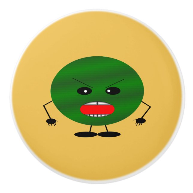 Angry Watermelon by Kenneth Yoncich Ceramic Knob (Front)