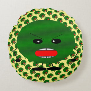 Angry Watermelon by Kenneth Yoncich Round Pillow