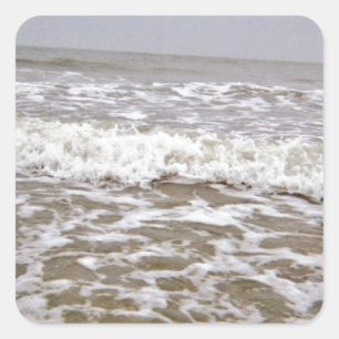 Angry Waves Coming Up Coast Square Sticker