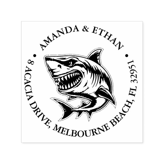 Angry White Shark Theme Self-inking Stamp (Design)