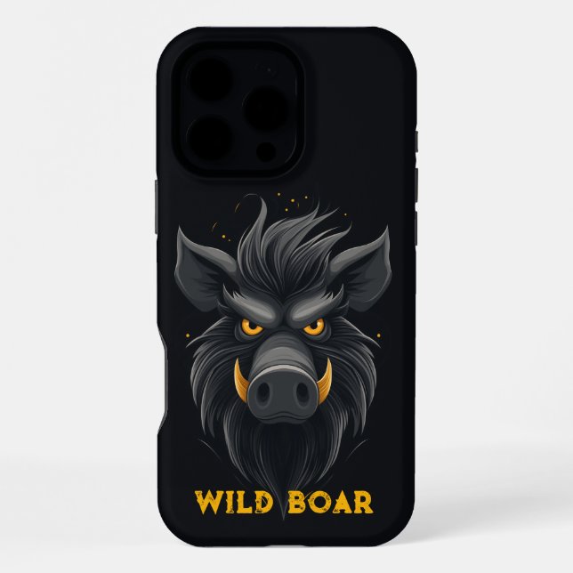 Angry Wild Boar Black iPhone Case (Back)