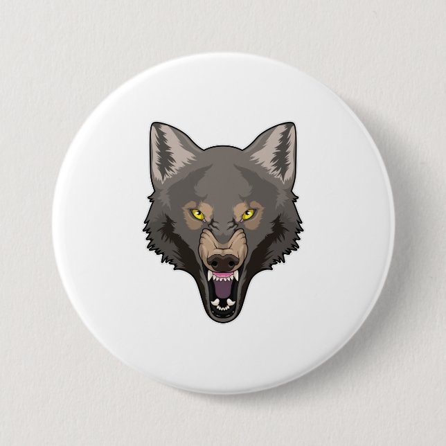 Angry Wolf 3 Inch Round Button (Front)