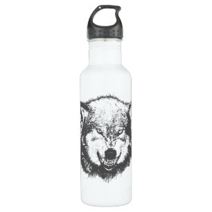 Angry Wolf in Black 710 Ml Water Bottle