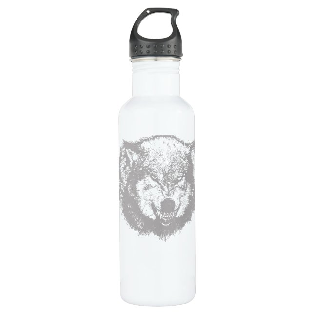 Angry Wolf in Grey 710 Ml Water Bottle (Front)